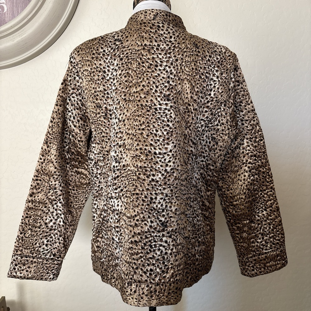 Reversible  quilted women’s Chic Leopard Print  other side dark gray Jacket. XL - Picture 2 of 6